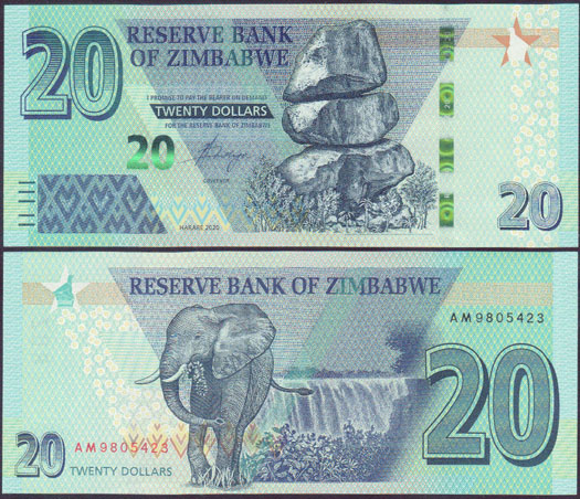 2020 Zimbabwe $20 (Unc) L000554